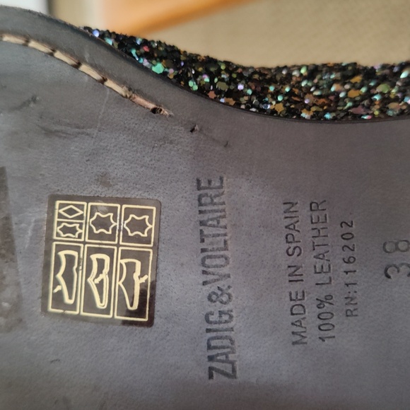 Zadig & Voltaire boots size 38eu/7.5 us Rn116202 blue silver and black glitter - Picture 9 of 11